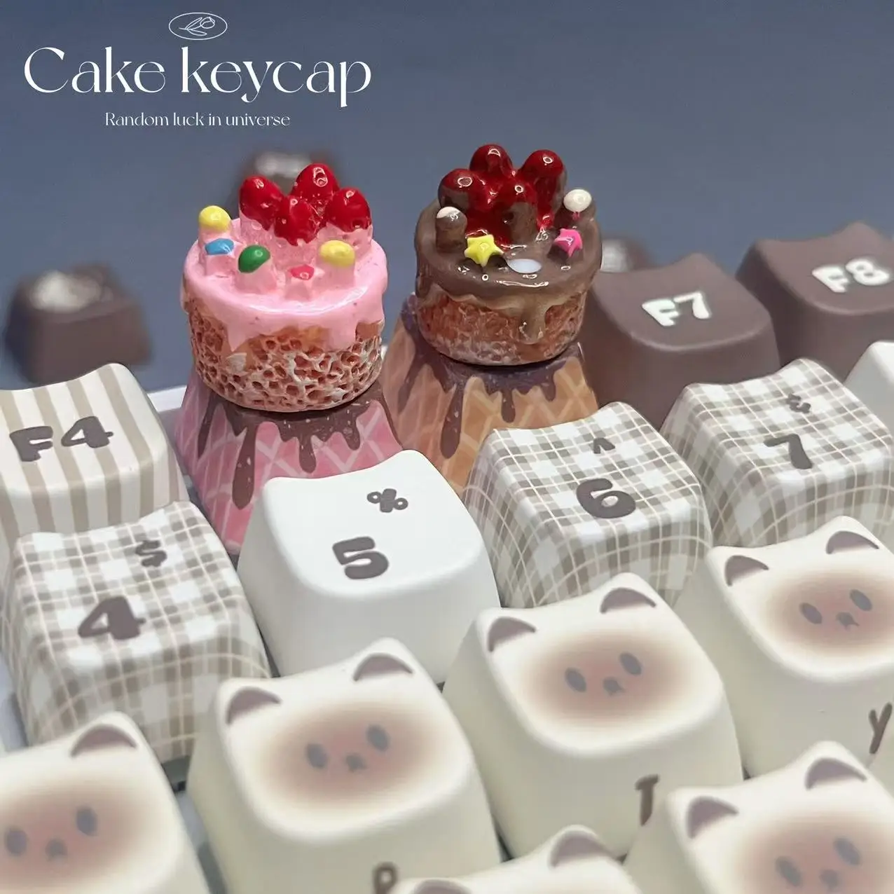 Teclas originales hechas a mano con forma de pastel de fresa, teclas de teclado mecánico personalizadas y creativas, teclas de chocolate con sublimación caliente - imagen 2