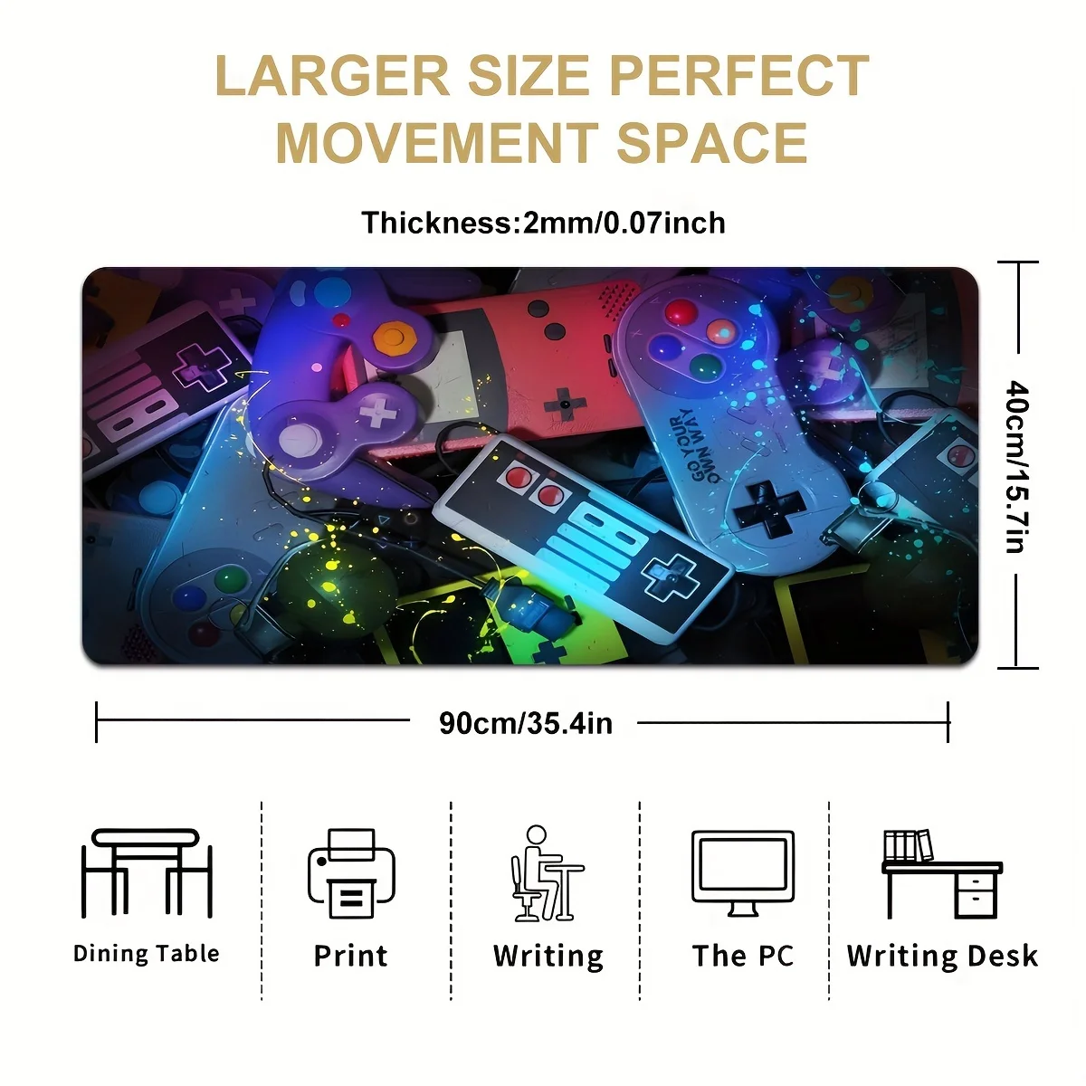 Alfombrilla de ratón para juegos 900x400 con bordes cosidos de goma antideslizantes, alfombrilla de escritorio para jugadores y alfombrillas de ratón de oficina para ordenador de escritorio - imagen 3