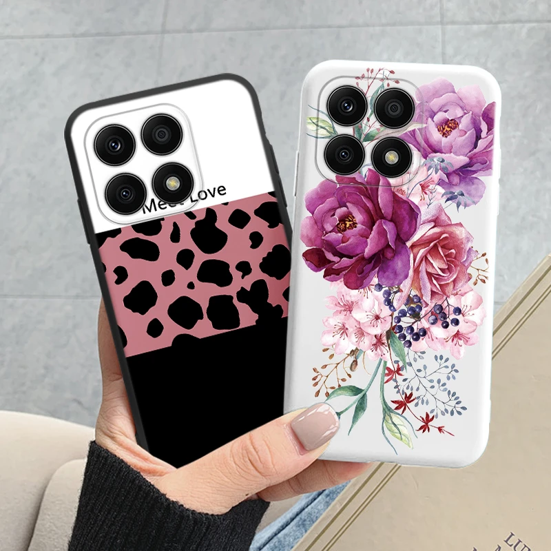 Funda para Honor X8a de 6,7 pulgadas, Funda trasera con bonito corazón y flor, Funda protectora mate de silicona suave para Honor X 8a, Bolsas HonorX8a - imagen 3