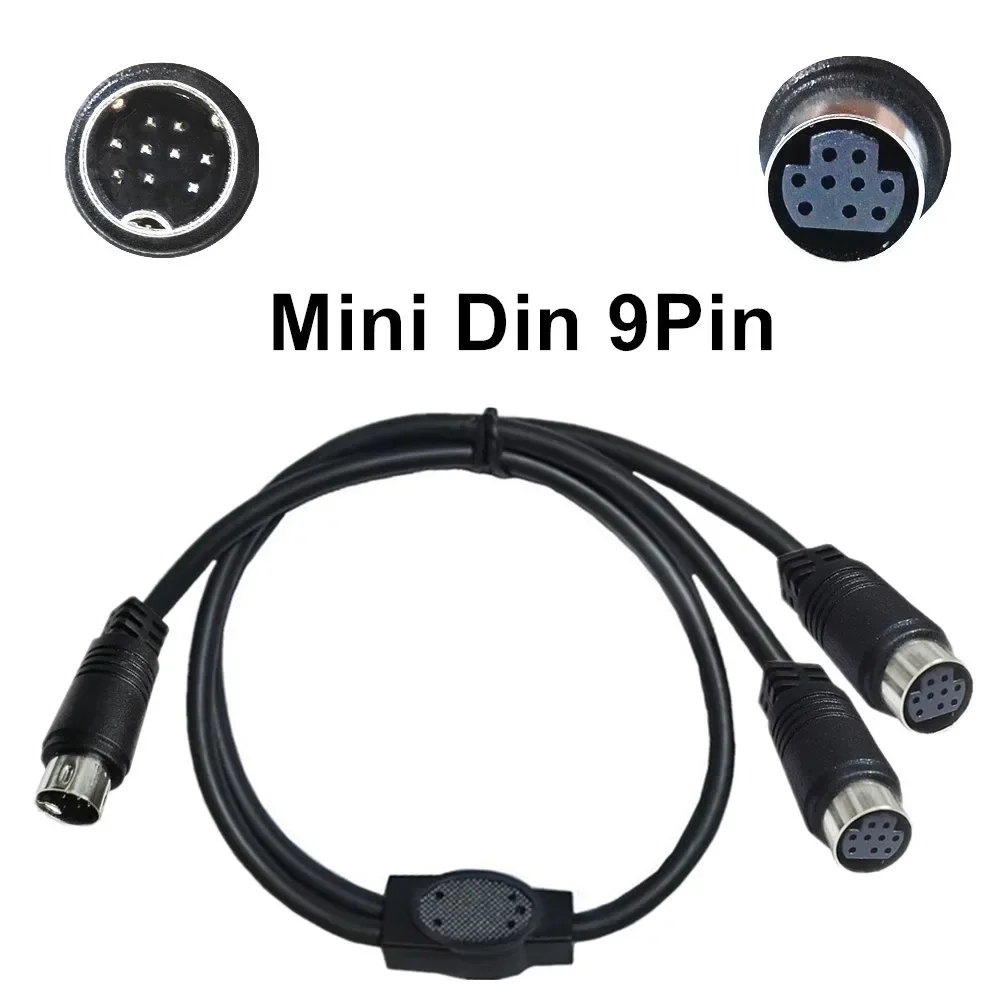 Cable adaptador Mini DIN divisor Y de 9 pines, cable mini de audio/vídeo Din de 9 núcleos, Cable decodificador de audio y vídeo S de 0,5 M