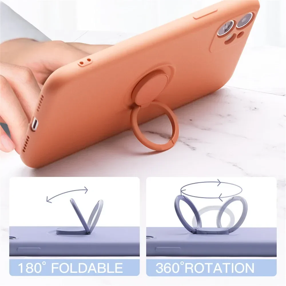 Funda Original con soporte de anillo de silicona líquida para iPhone 15, 14, 13, 12, 11 Pro Max Mini Xs XR 7 8 Plus SE, correa de cubierta magnética con soporte - imagen 5