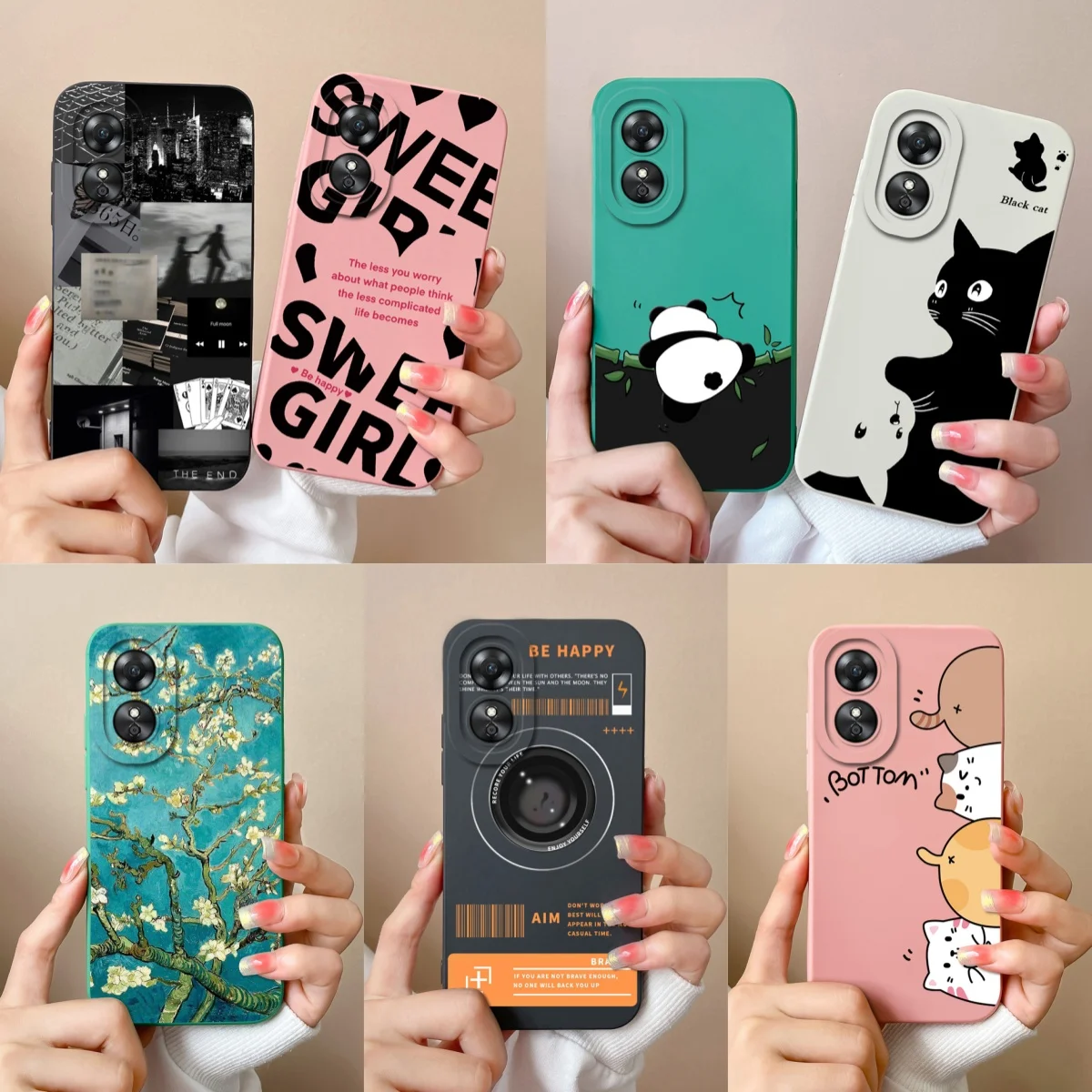 Para Oppo A17 A17K funda de teléfono película única contraportada para Oppo A 17 silicona líquida suave protección completa parachoques de alta calidad