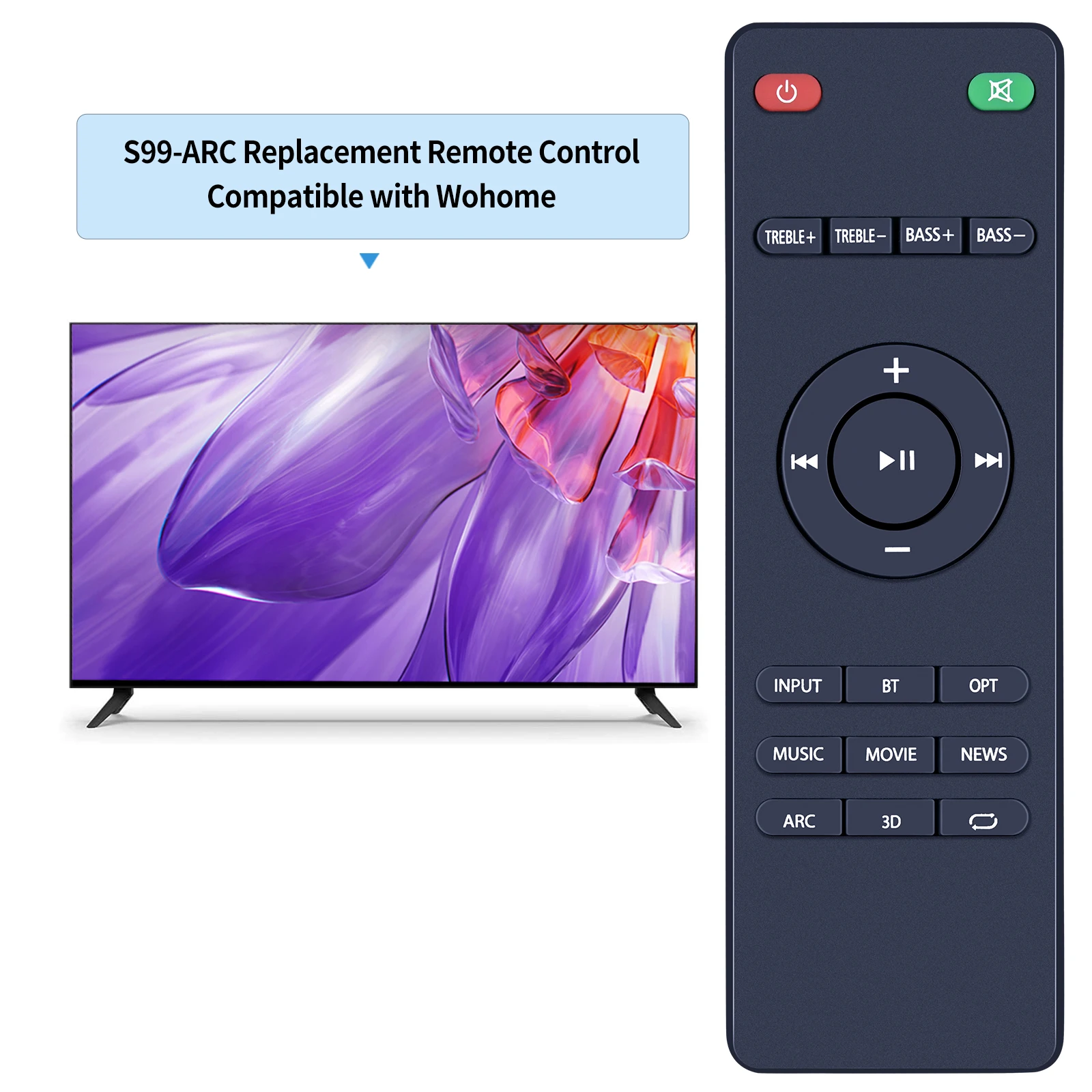 Nuevo Control remoto para Wohome S99 Small TV 2,1, barra de sonido, sistema de altavoces - imagen 2