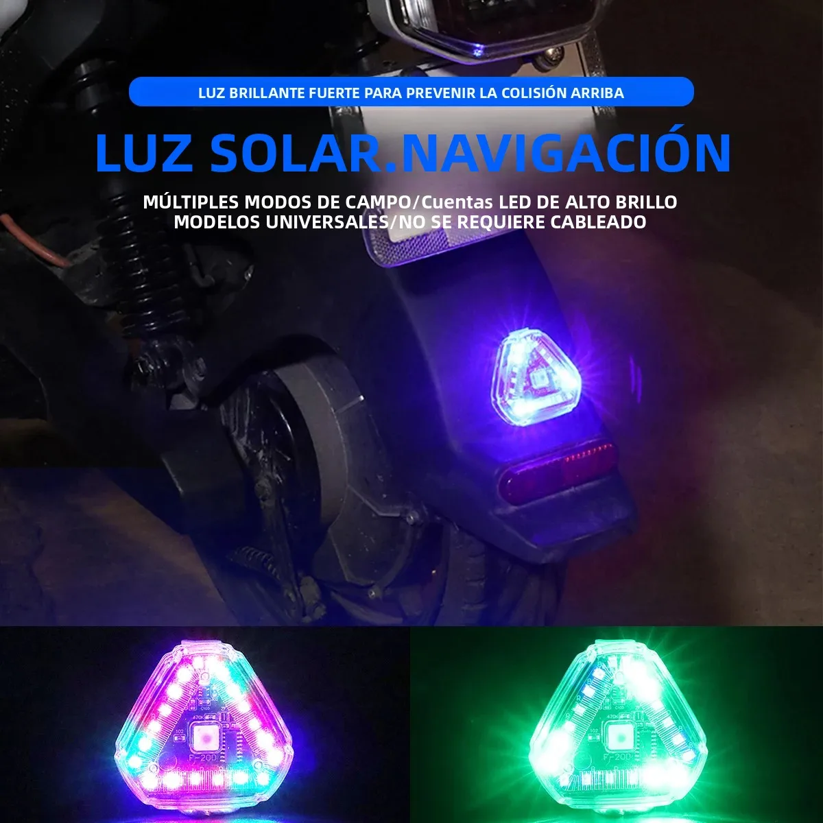 Luz LED para parachoques trasero de coche con energía Solar, luz de advertencia antitrasera intermitente roja y azul de alto brillo para seguridad del vehículo, 1/2 Uds.