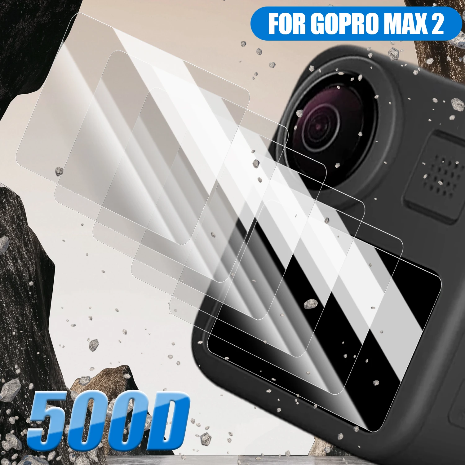 Vidrio templado para GoPro MAX 2, Protector de pantalla de vidrio 9H Premium HD, película antiarañazos para accesorios de cámara GoPro MAX2