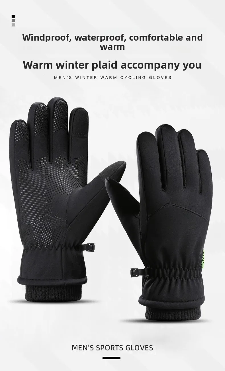 Guantes de ciclismo con pantalla táctil para montar en bicicleta de montaña, térmicos, con dedos completos, accesorios para ciclismo - imagen 2