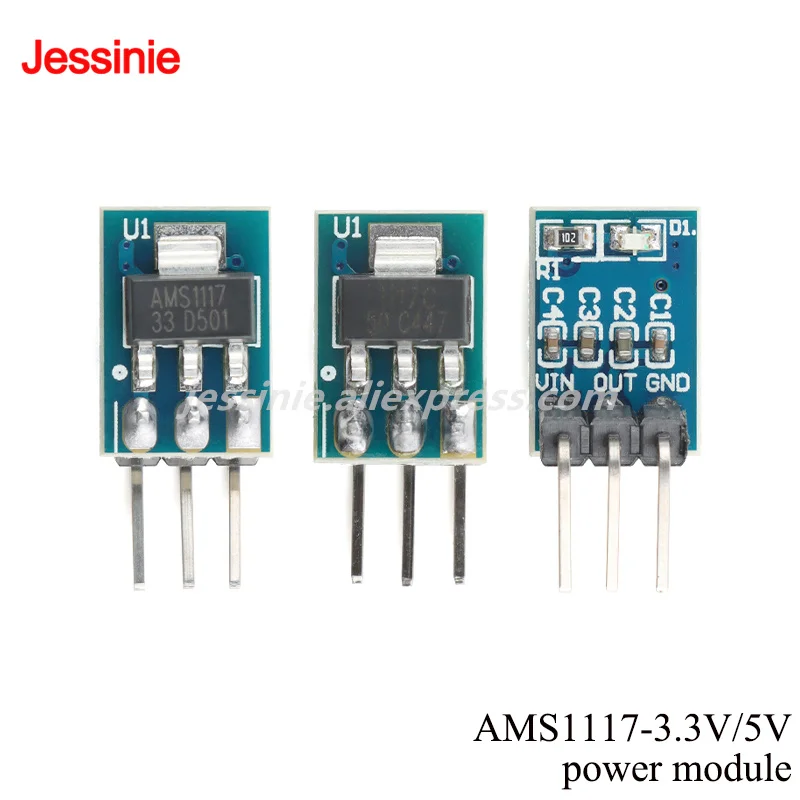 10 uds/1 unidad AMS1117 3,3 V 5V módulo de potencia regulador lineal LDO 800mA enchufe directo 3 pines para Arduino