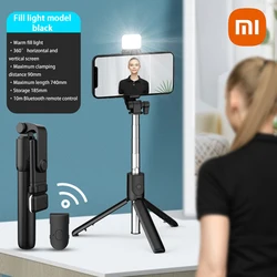 Xiaomi Mini Selfie Stick Trípode Escalable Portátil 360 °   Rotación con opción de luz de relleno remota Bluetooth desmontable para teléfonos