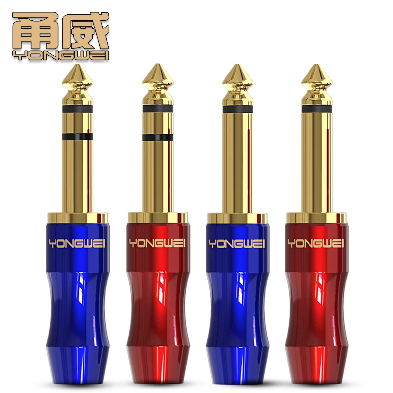 YONGWEI micrófono con enchufe de 6,35mm chapado en oro de cobre puro, guitarra, consola mezcladora electrónica de acero, conexión de audio, enchufe soldado - imagen 2