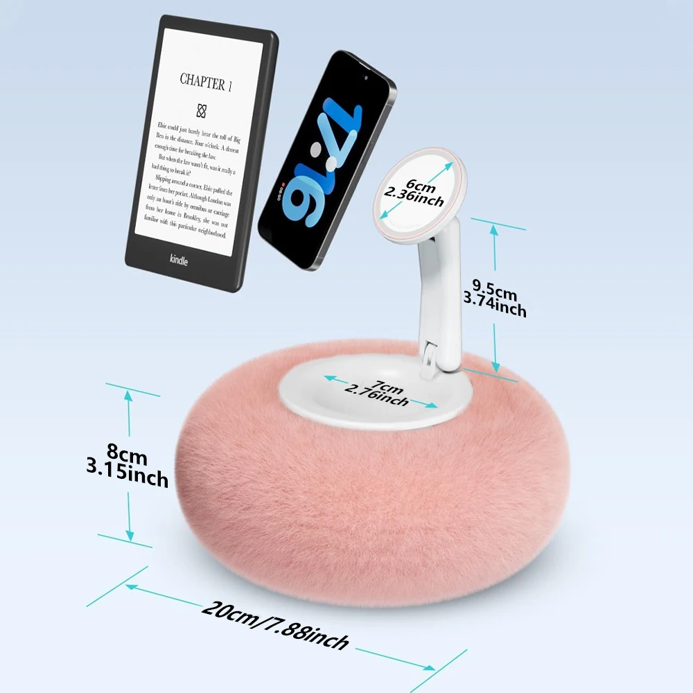 Soporte magnético para teléfono con ventosa inferior 360 ° Soporte de escritorio de almohada de felpa plegable de rotación para iPhone teléfono móvil iPad - imagen 3