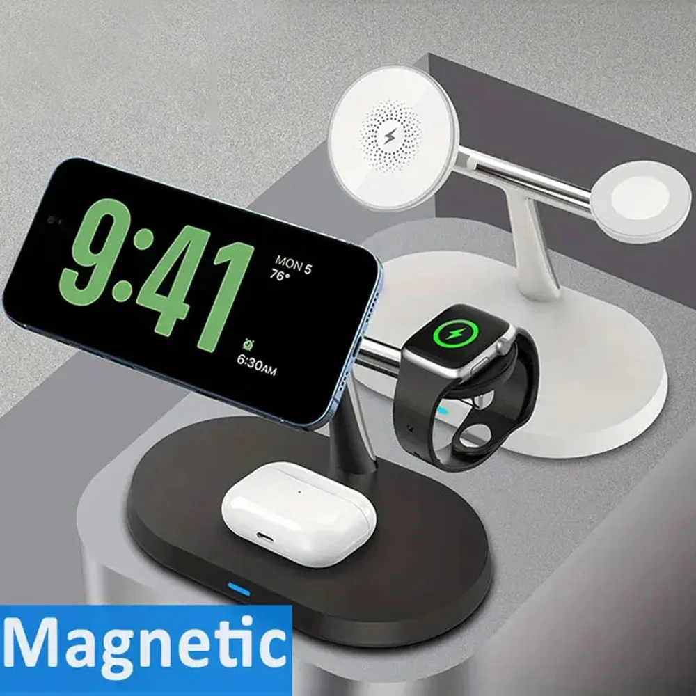 Soporte de cargador inalámbrico magnético 3 en 1 de 40W para Macsafe iPhone 15 14 13 12 Pro Max Apple Watch 1-9 AirPods estación de carga rápida