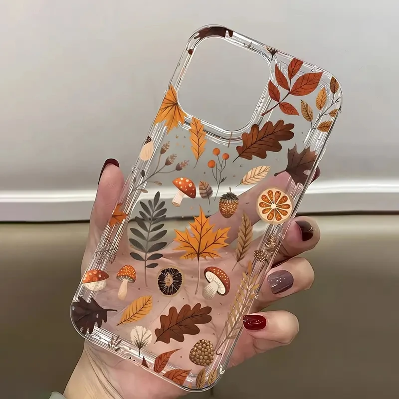 Fundas para Xiaomi 14 13 13T 12 12T Pro Mi 11 Lite 5G funda de teléfono patrón de hojas de otoño funda trasera de silicona transparente suave a prueba de golpes - imagen 2