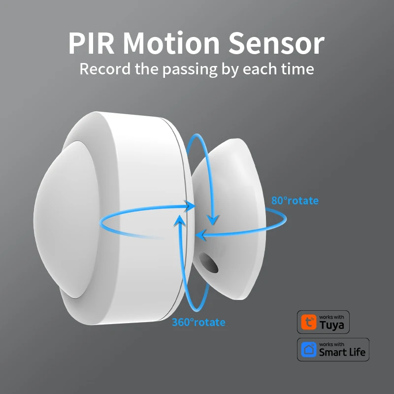 Tuya Zigbee WIFI 120 °   Sensor de movimiento de ángulo ajustable Pir, Detector inalámbrico de movimiento del cuerpo humano infrarrojo, voz de Google Home Alexa