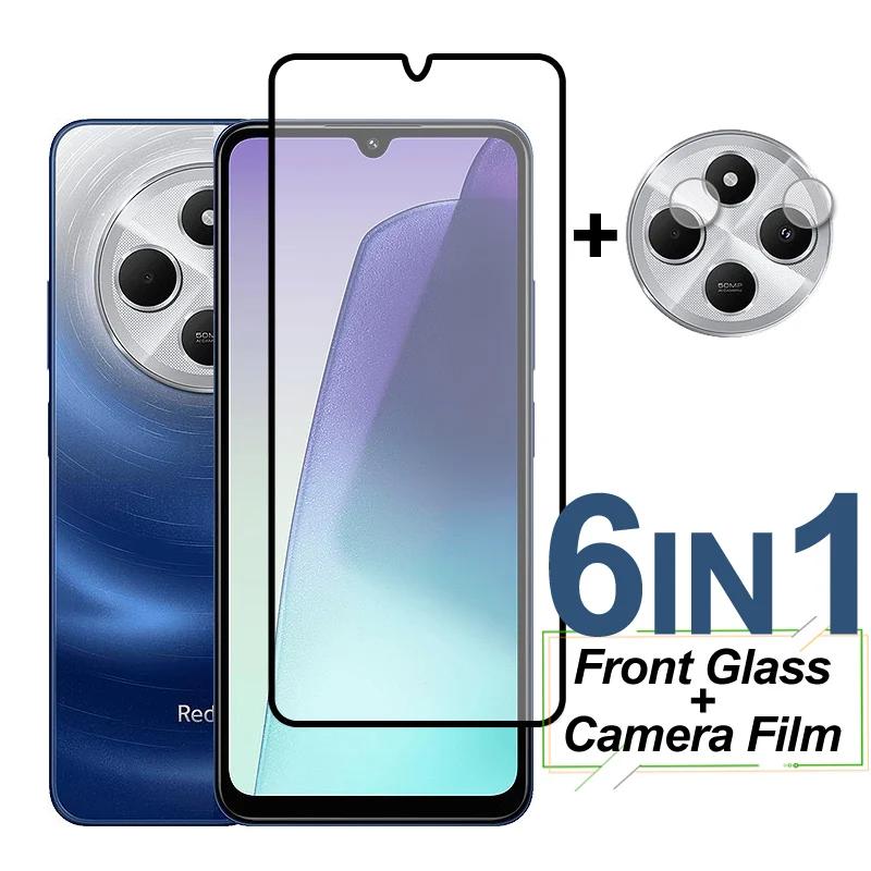 Para Xiaomi Poco C75 Protector de pantalla de vidrio en Poco C75 cubierta completa película protectora de lente de cámara de vidrio templado para Xiaomi Poco C75