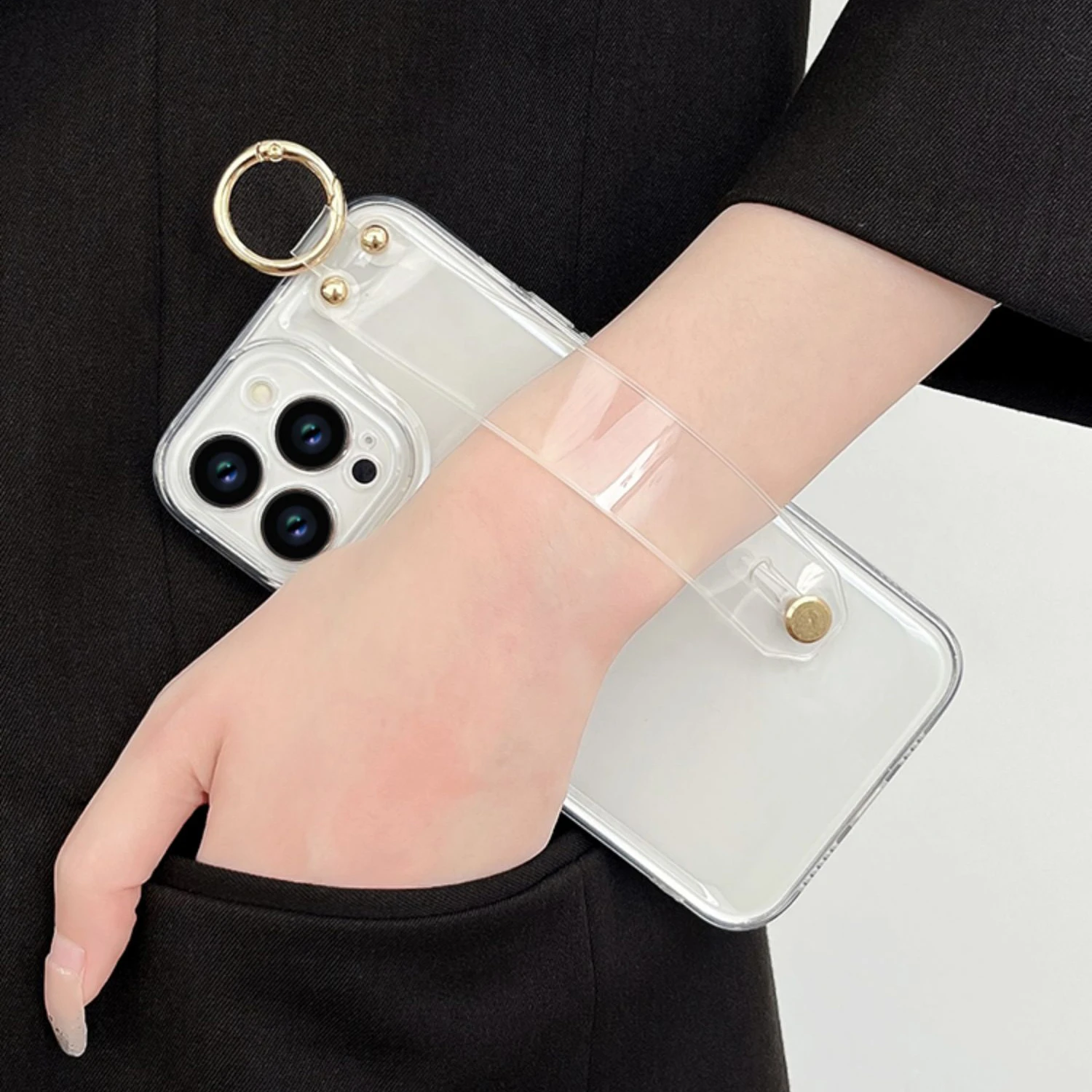 Funda transparente para OnePlus 6, 7, 8, 9, 10, 11 Pro, T, R, RT Pro, soporte para correa de muñeca - imagen 3