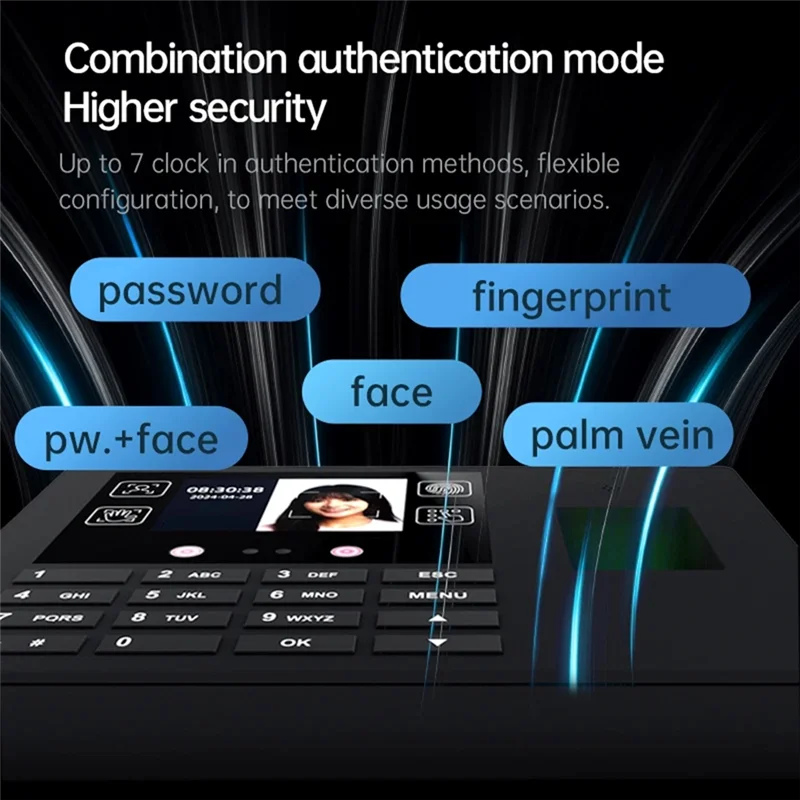 BTLIFE-Máquina de asistencia multifuncional tres en uno Reconocimiento de huellas dactilares Reconocimiento facial Reconocimiento de contraseña - imagen 4