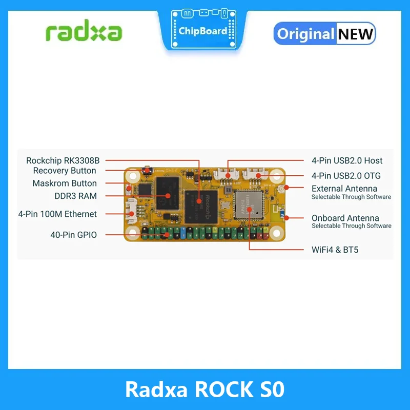 Placa Radxa ROCK S0 Rockchip RK3308B SOC Quad-Core A-RM Cortex-A35 WiFi4 y BT5 con BLE opcional eMMC integrado - imagen 5