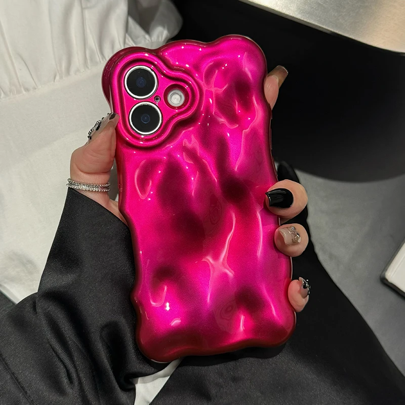 Funda de lujo con patrón de meteorito 3D brillante rosa para iPhone 16 Pro Max 17 13 14 12 11 15 Plus, funda de teléfono con burbujas a prueba de golpes - imagen 2