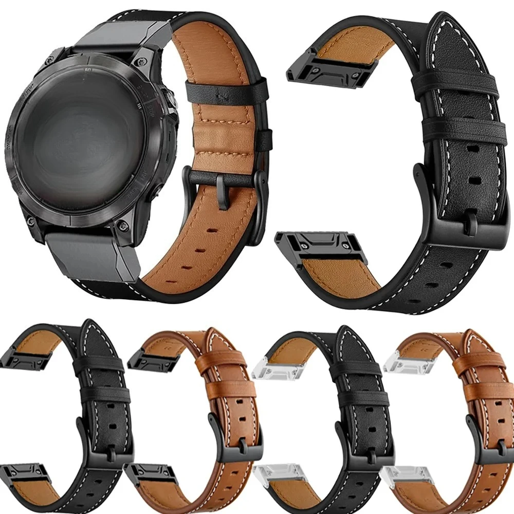 Para Garmin Instinct 2X Solar QuickFit correa de reloj de cuero correa de reloj 26mm 22mm para Garmin Fenix 8 6X 6 Pro 5X 5Plus 7X 7 pulsera