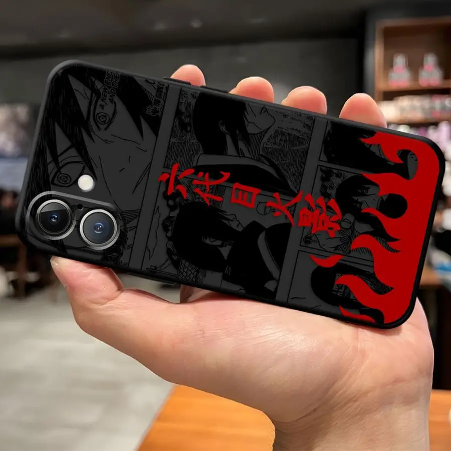 Funda de teléfono suave negra para iPhone XS Max 7 8 17Air 13 12 11 17 Pro Max XR 15 16 14 Plus logotipo de Akatsuki de dibujos animados - imagen 2