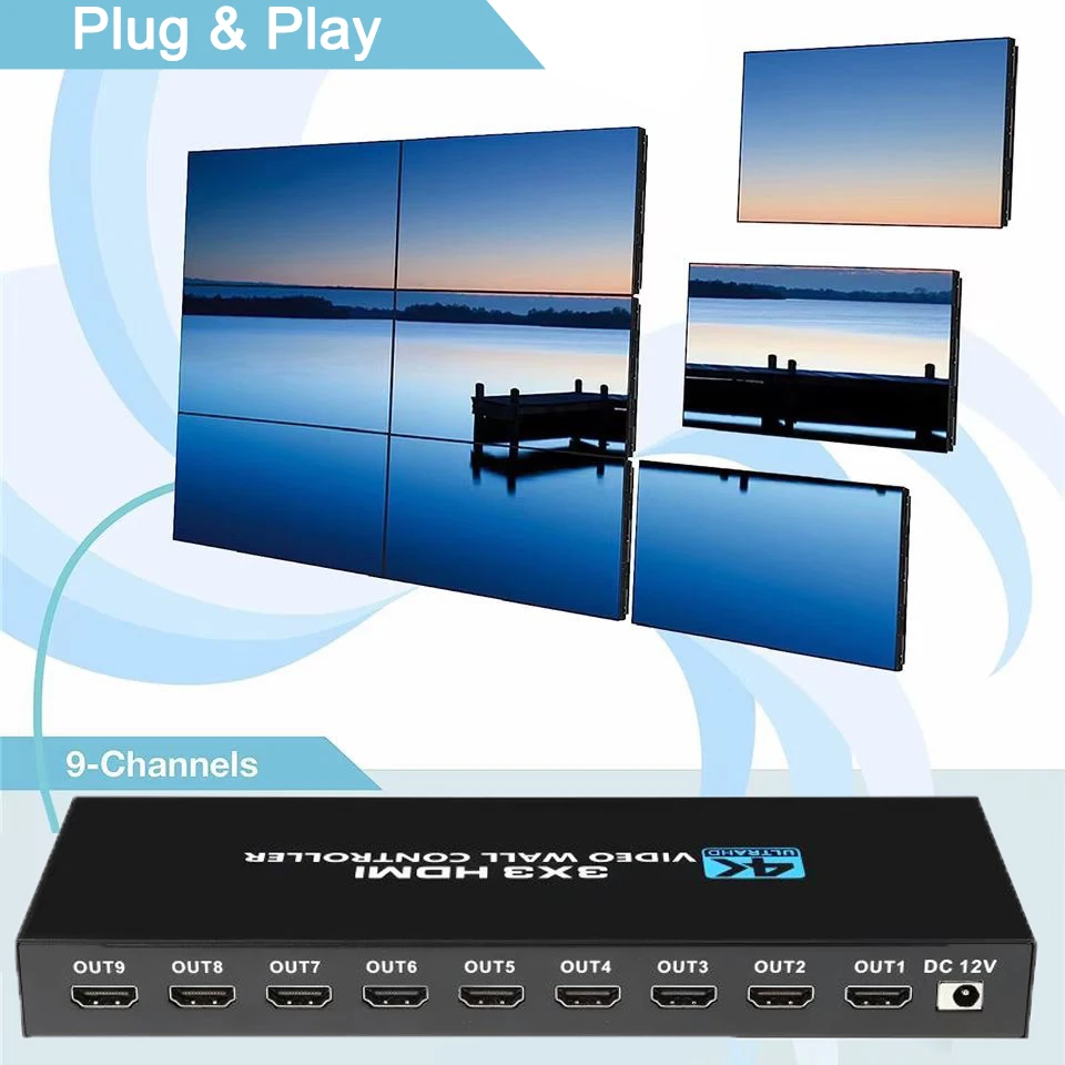 Controlador de pared de vídeo HDMI 4K 3x3 1080p DVI 1X2 1X4 1X3 2x2 2x3 2x4 procesador de vídeo de empalme multipantalla 9 unidades caja empalmadora de TV - imagen 2