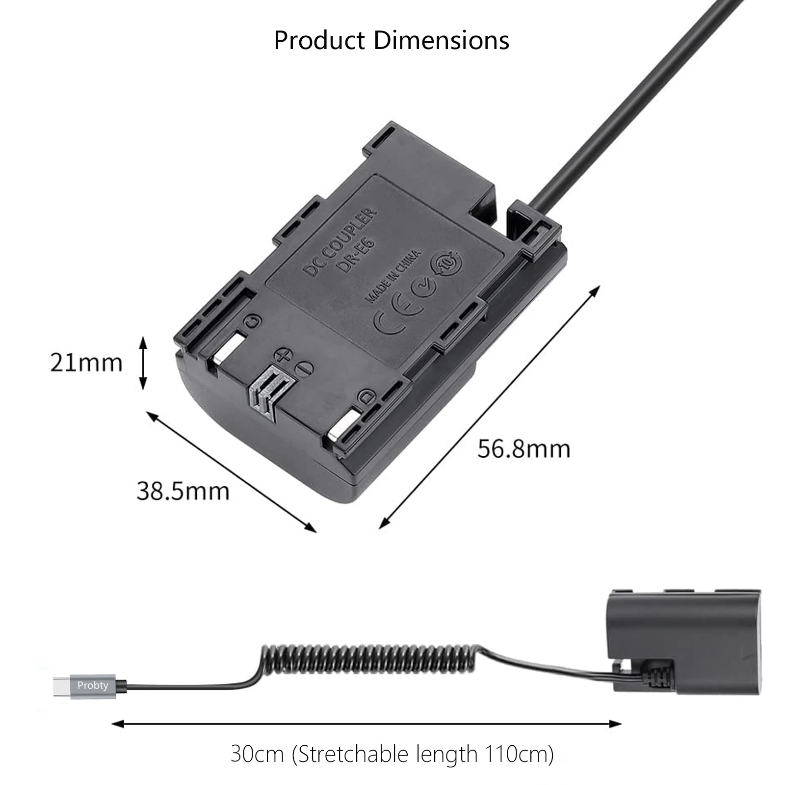 Kit de cable de alimentación de batería simulada, USB-C de decodificación completa de DR-E6 PD para Canon EOS 60D 70D 80D 90D R5 7D 5D2 5D3 5D4 5D Mark II III I - imagen 5