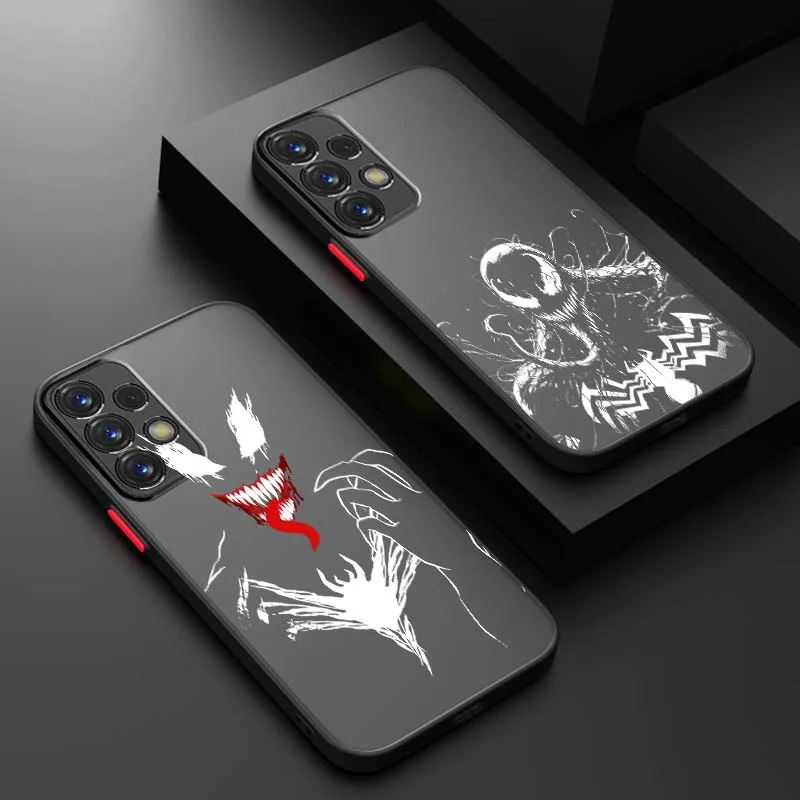 Funda de teléfono Venom de lujo de Los Vengadores de Marvel para Samsung Galaxy S25 S24 S23 S22 S21 S20 S10 S9 Ultra Plus FE 5G esmerilado translúcido - imagen 2