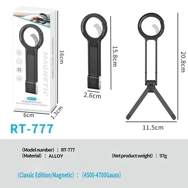 Trípode portátil ajustable para teléfono con mosquetón Magsafe para Iphone 12-17 Pro Max, mango de trípode de viaje con montaje magnético Vlog para exteriores - imagen 4
