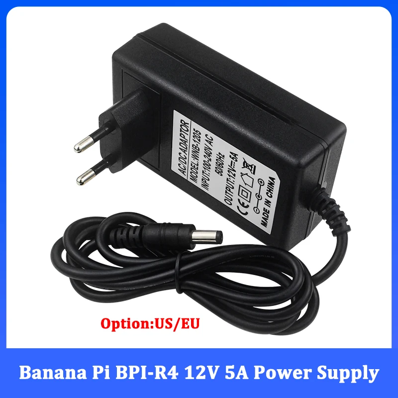 Banana Pi BPI-R4 12V 5A fuente de alimentación adaptador UE EE. UU. opcional para placa de enrutador inteligente BPI-R4
