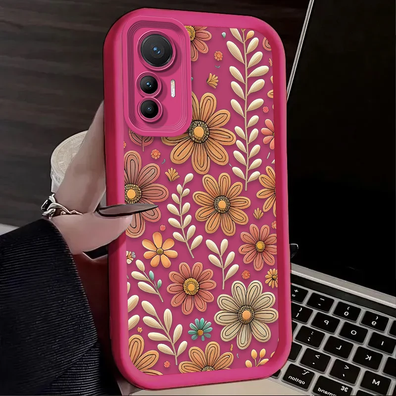 Funda con patrón de calabaza y flores para Xiaomi Poco X7 X6 X5 X3 NFC F7 F6 F5 F3 M7 M6 Pro 4G 5G Mi 12 11 Lite NE 5G 13T 12T 11T 14T Pro - imagen 3
