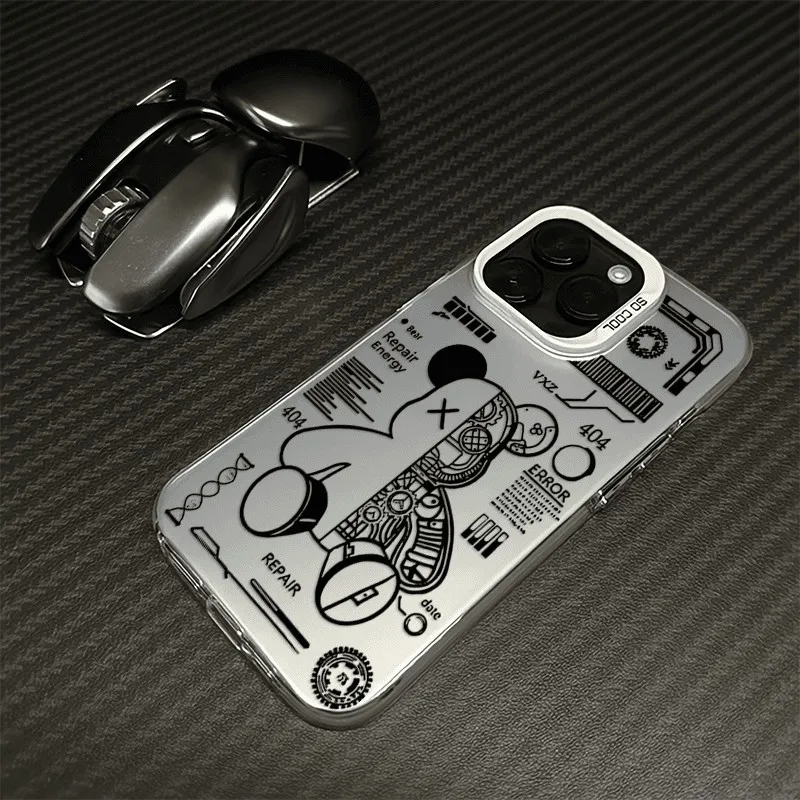 Funda de oso de moda de línea negra para Samsung Galaxy S25 S24 S23 S22 S21 S20 Note20 Ultra Plus FE M31 4G 5G cubierta trasera a prueba de golpes - imagen 3