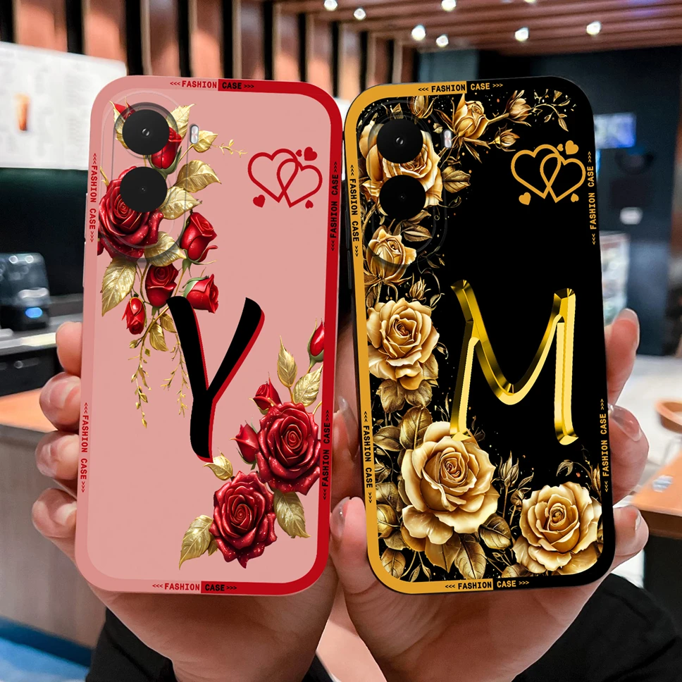 Funda de teléfono para Xiaomi POCO M7 M7 Pro 4G 5G letras rosas silicona líquida suave Funda de alta calidad para Poco M 7 carcasa de cobertura completa - imagen 2