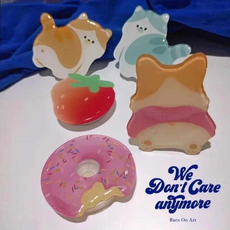 Soporte Universal para teléfono con Airbag de gato de dibujos animados, soporte perezoso portátil creativo, soporte de Airbag elástico adhesivo transparente - imagen 4