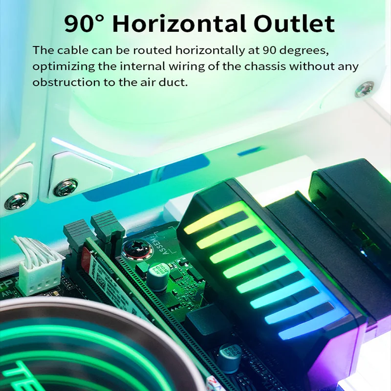 TEUCER-adaptador ARGB de 24 pines a 90 grados, Cable de fuente de alimentación de la placa base, accesorio de montaje Modular DIY, ATX, 24P-4 - imagen 3