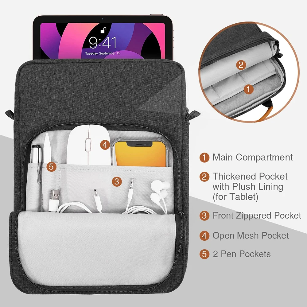 Funda para tableta para iPad, funda Samsung a prueba de golpes para Xiaomi, funda para iPad, teclado, ratón, portátil, bolso de hombro, Estuche de transporte - imagen 5