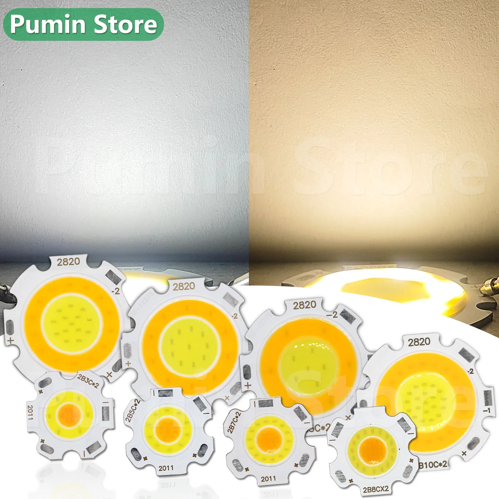 10 Uds Chip LED 24v Cob luz cálida de dos tonos + blanco 9v 20v 30v 3W 5W 7W 10W accesorios de luz de Chip redondo fuente de luz nocturna - imagen 2