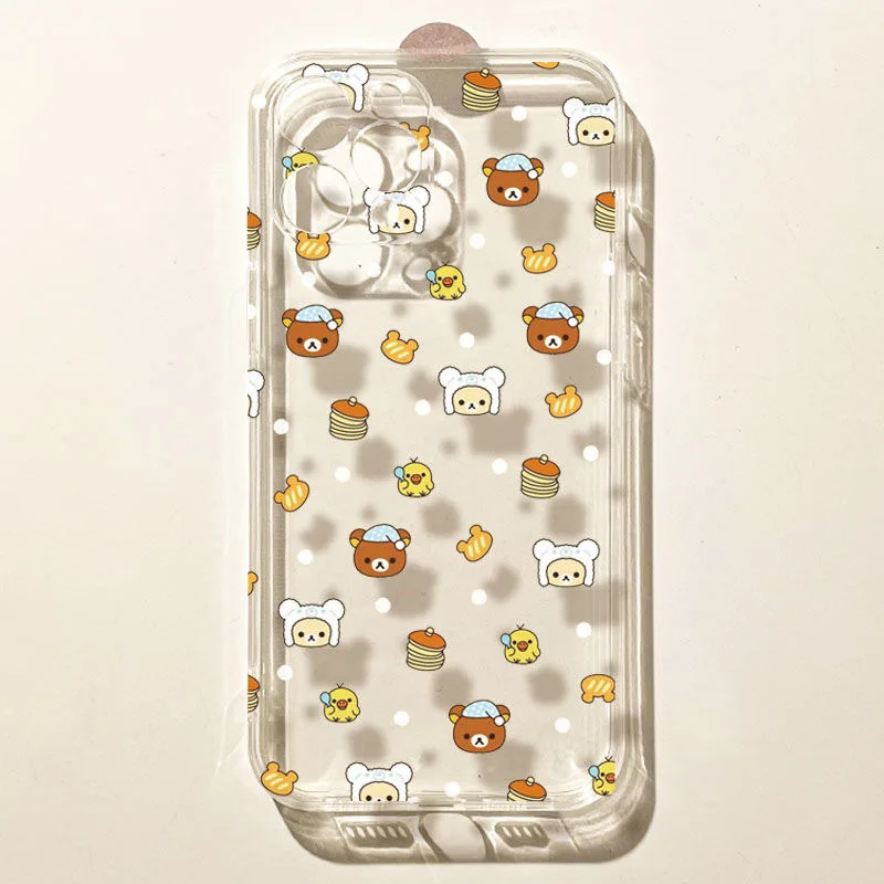 Funda de teléfono con bonito oso Rilakkuma de pantalla completa para Samsung S25 S24 S23 S22 S21 S20 FE Note20 Note10 Plus Ultra Lite TPU suave transparente - imagen 4