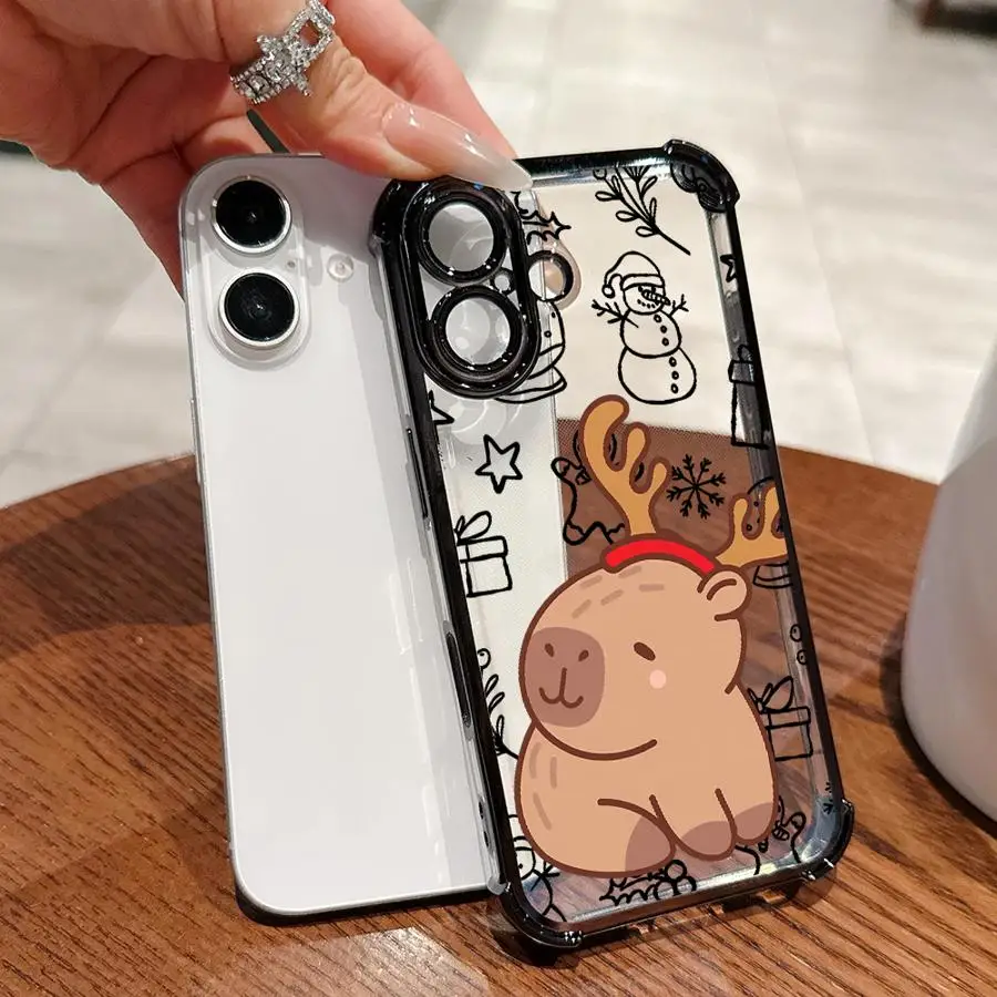 Funda navideña de capibara para iPhone 16 15 14 Plus 13 12 11 Pro Max 17 Air 16e - imagen 2