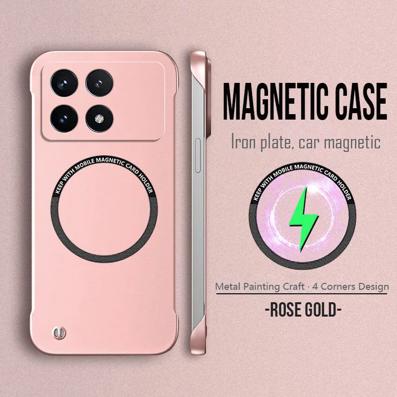 Funda de teléfono sin marco ultrafina con patrón de pintura de Metal magnético para Xiaomi Poco X7 X6 F6 F5 Pro F3, fundas de carga inalámbrica - imagen 3