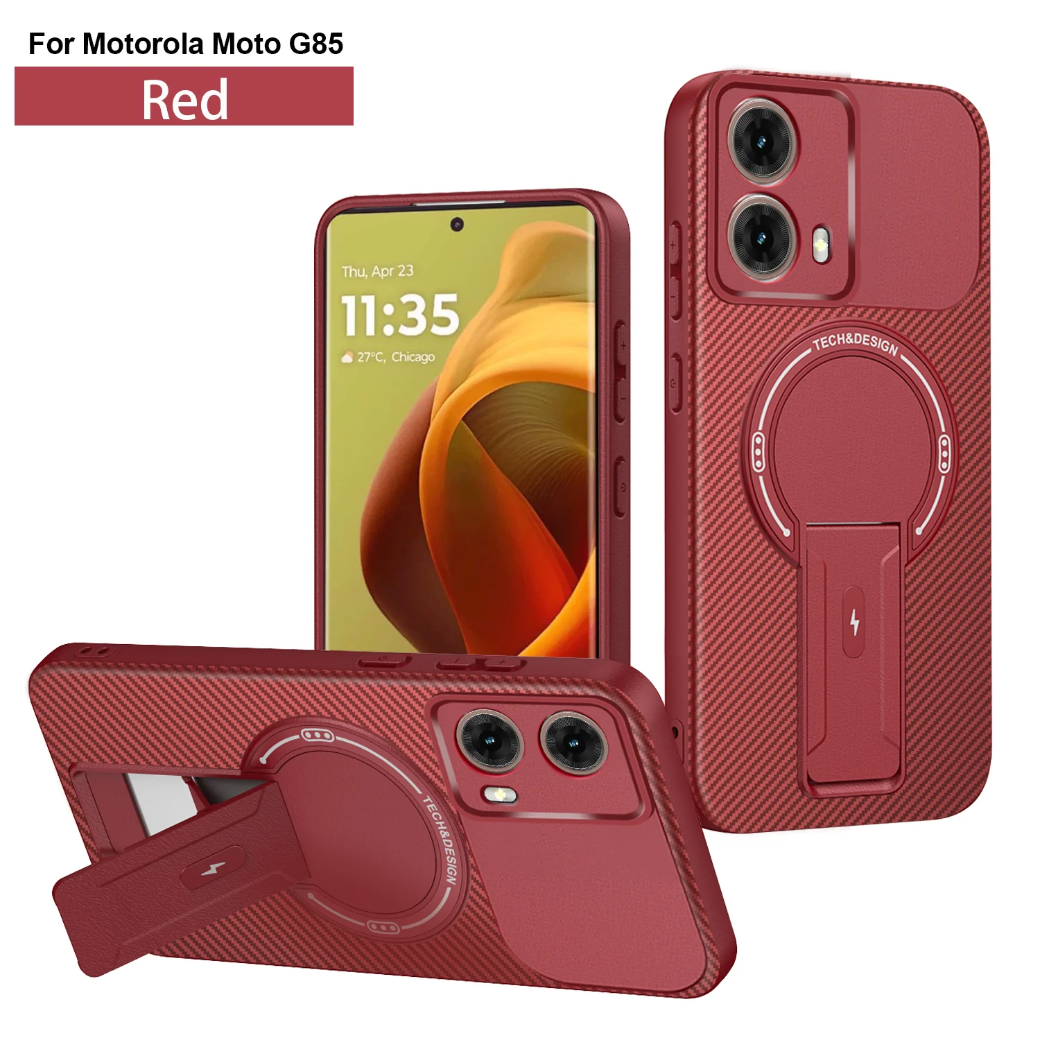 Funda magnética para Moto G85, soporte con patrón de fibra de carbono, protección militar contra caídas, cubierta a prueba de golpes para parachoques Motorola G85