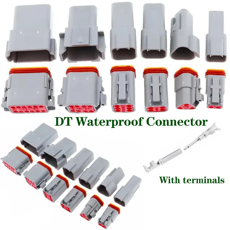 Conector DT conector enchufable para coche DT04-2 agujero/3/4/6/8/12 orificios DT06-2S/3S/8S 22-16AWG conector Deutsch impermeable deutch