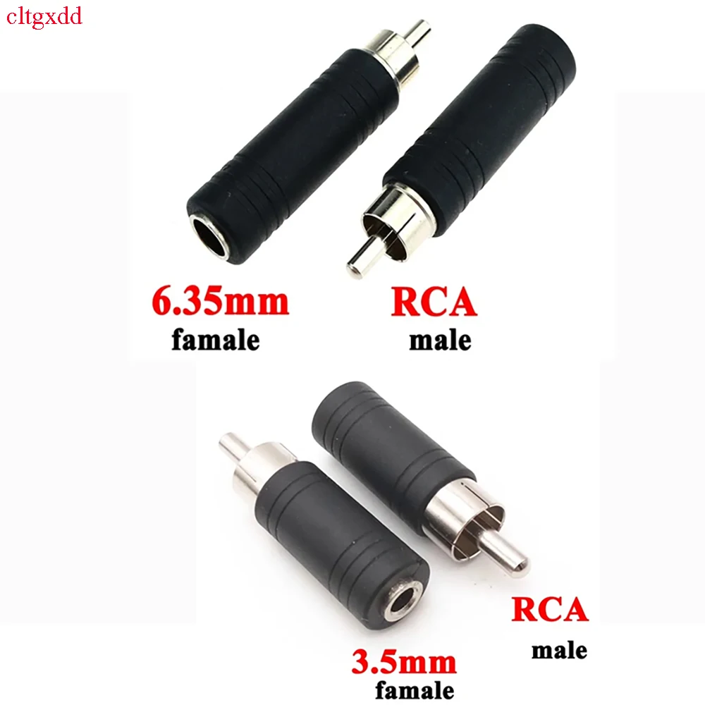 Cltgxdd 1 pieza RCA macho enchufe a 6,35mm 3,5mm 3 polos estéreo hembra Jack adaptador 6,35 3,5 Audio M/F conector negro