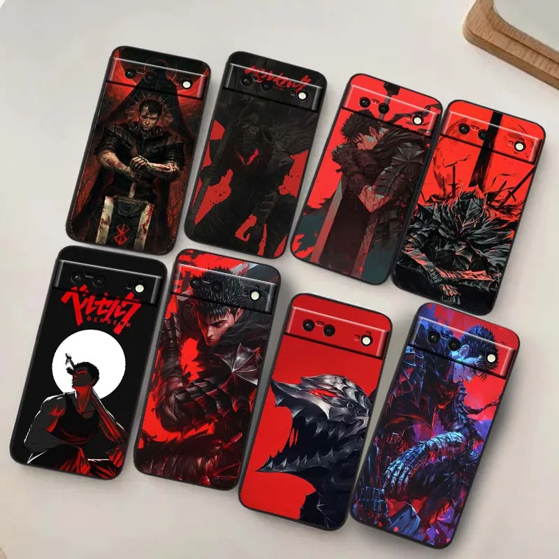 Funda de teléfono Anime b-bererk passion para Google Pixel 9a 9 8A 8 7 7A 6 6A Pro XL 2024 5G, funda de silicona TPU suave negra