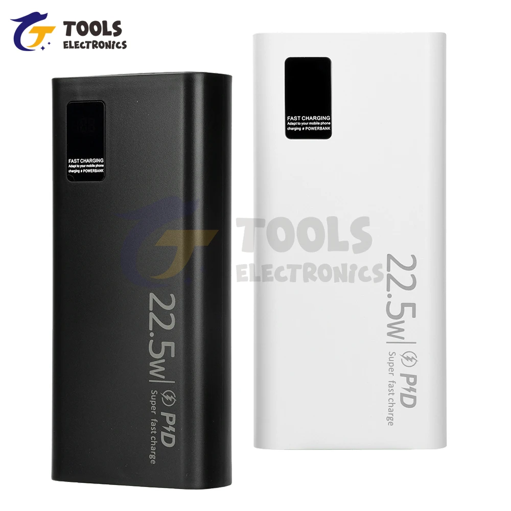 Kit de caja para banco de energía DIY, carga rápida de 22,5 W, Compatible con batería de polímero 1260110, opciones en blanco/negro, batería no incluida - imagen 2