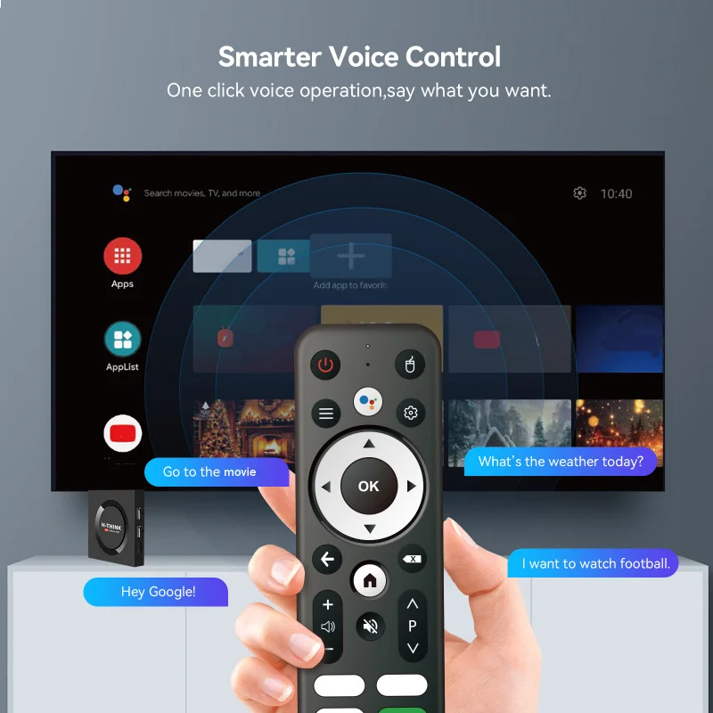 Q96 H-think M100 box WiFi 4G 5G reproductor multimedia remoto por voz BT Android 14 TV Box IPTV 4K 8K Ultra HD HDR10 Allwinner TV box - imagen 2