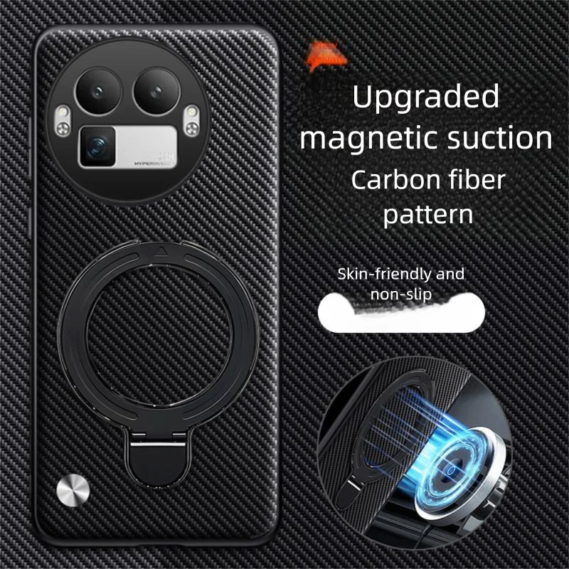 Para OPPO Realme GT 8 7 Pro funda dura PU anillo de fibra de carbono soporte cubierta trasera protectora magnética para Realme GT Neo 7 6 5 3 2 Shell