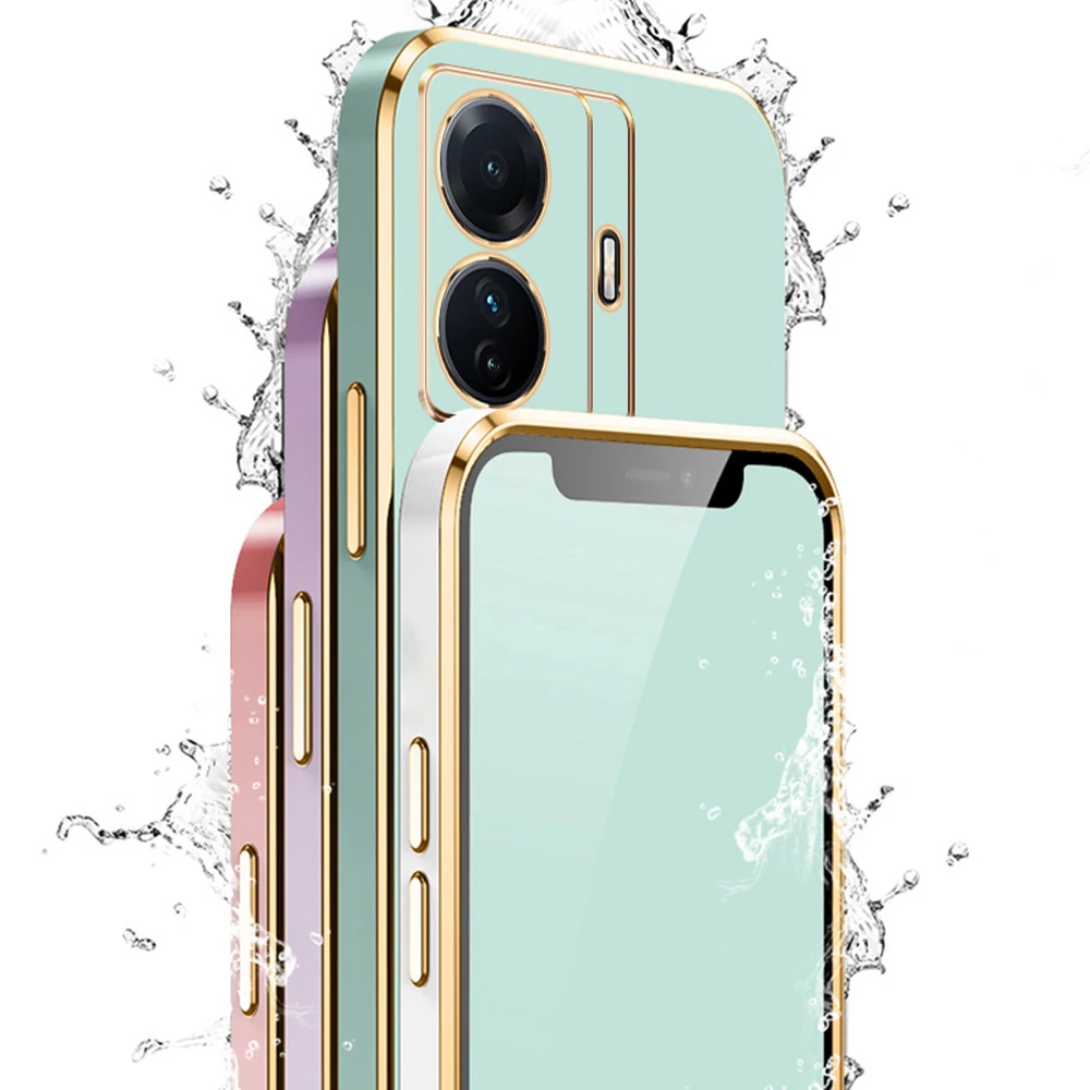 Para vivo iQOO Z6 Lite funda de lujo chapada cuadrada Vivo IQOO Z6 Pro funda de teléfono vivo T1 v2153 funda trasera de silicona a prueba de golpes T1 - imagen 3