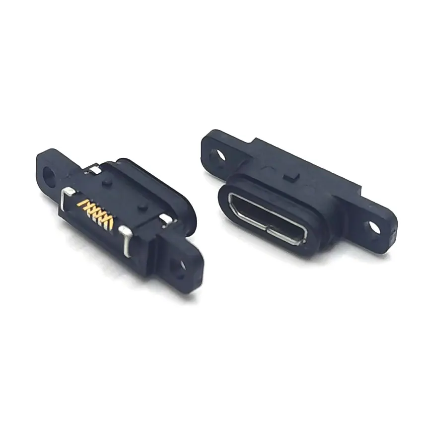 1-10 Uds Micro USB 5pin conector de carga puerto de muelle 5P IP67 conector hembra impermeable con orificio para tornillo - imagen 3