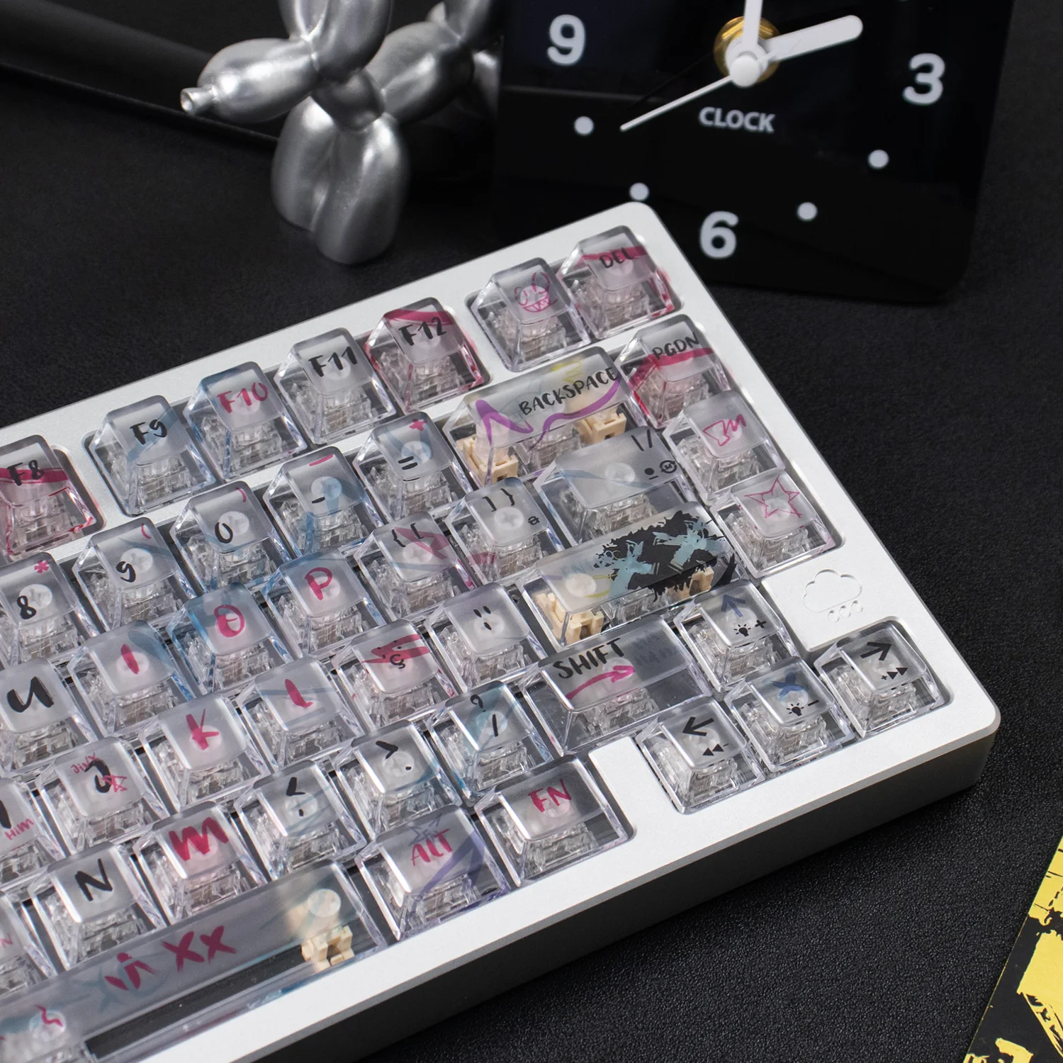 Teclas transparentes rojas y blancas con almohadilla UV, juegos de teclas de PC con perfil de cereza para teclado mecánico MX 61/64/87/96/104 - imagen 3