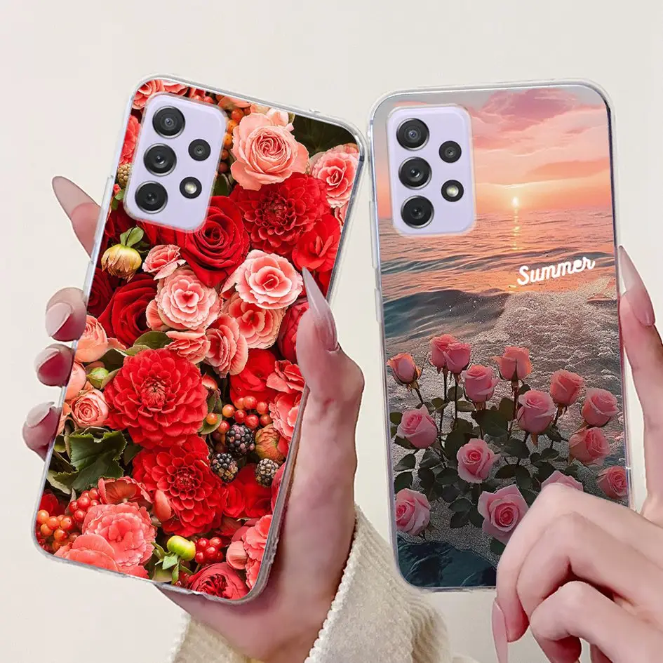 Para Samsung Galaxy A52 A52s 5G Funda SM-A526B SM-A528B Funda de teléfono Flor de moda Funda de silicona suave para Samsung A72 A 52 parachoques - imagen 4
